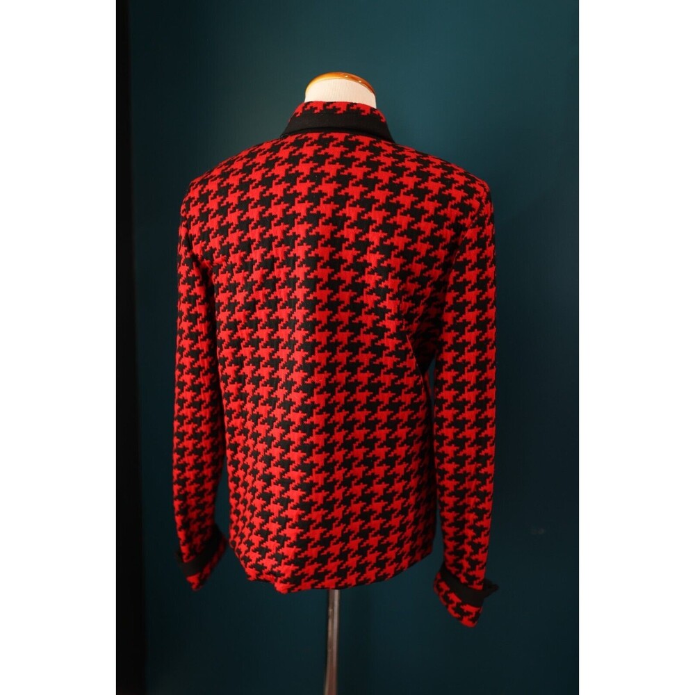 Vintage Victoria Morgan Red Black Houndstooth Corporate Goth Blazer Jacket 10 - Picture 10 of 12